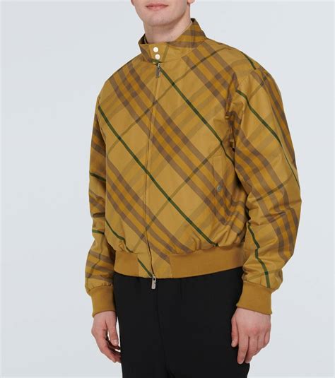 burberry checked cotton twill bomber jacket